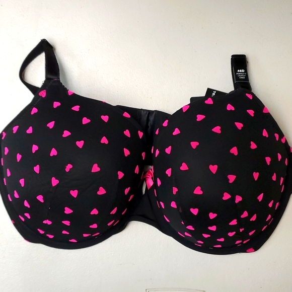 ❤️NWT VINTAGE TORRID HEART PRINT BRA - UNDERWIRE T-SHIRT - BACK SMOOTHING - 46D - Picture 4 of 10